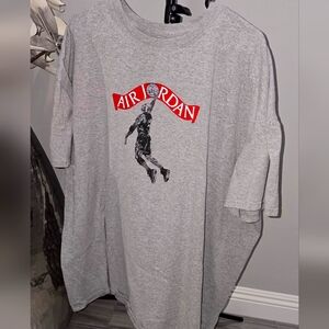 AIR JORDAN Vintage Y2K T-Shirt Grey Art Print Jump Man Red Banner 4XL